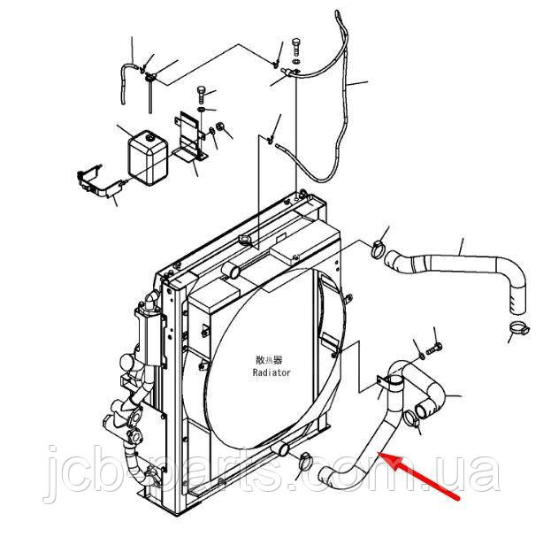 Komatsu 207-03-71232 Патрубок радіатора нижній для PC300, PC350