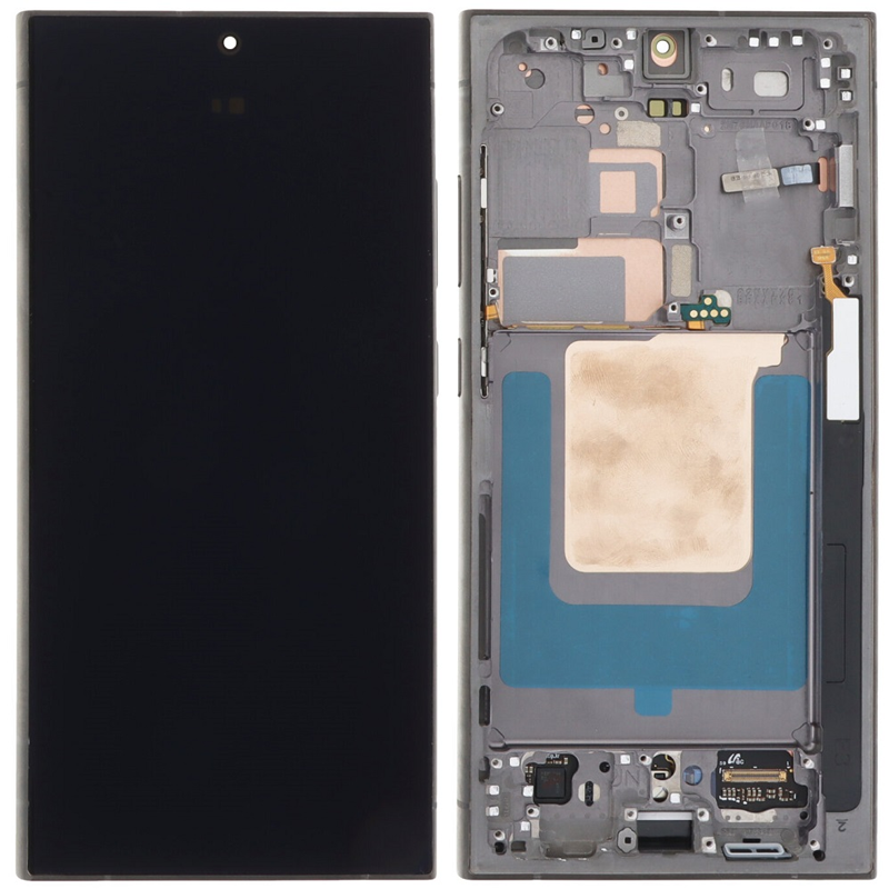 Дисплей Samsung SM-S928 Galaxy S24 Ultra 5G (2024) у зборі з сенсором і рамкою Titanium Grey service orig