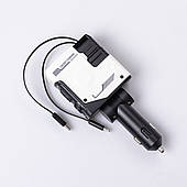 Автомобільний зарядний пристрій MECHA з висувними кабелями та портами USB/Type-C Білий