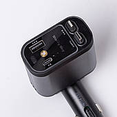 Автомобільний зарядний пристрій LED-проекція, зі швидкою зарядкою і висувними кабелями Apple Lightning/USB-С