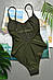 Купальник підлітковий темно-зеленого кольору з принтом 200408M, фото 2