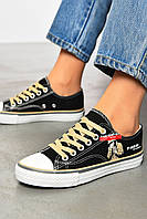 Кеди жіночі чорного кольору на шнурівці 200094M