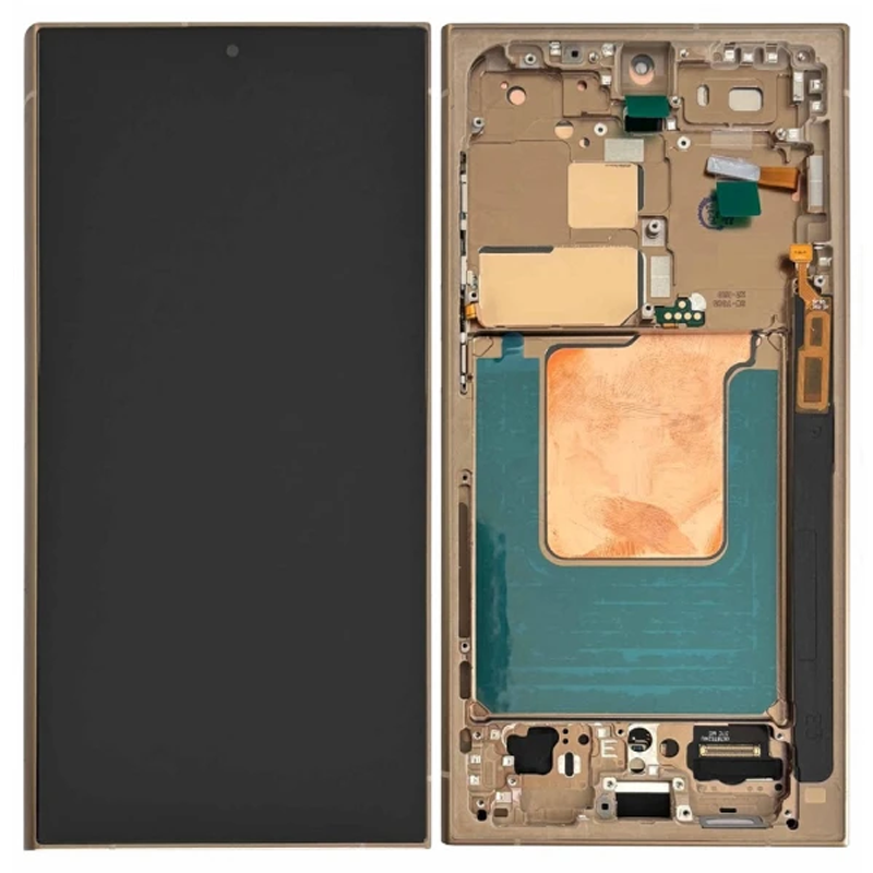Дисплей Samsung SM-S928 Galaxy S24 Ultra 5G (2024) у зборі з сенсором і рамкою Titanium Yellow service orig