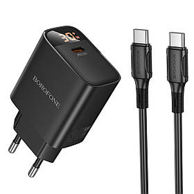 Мережевий зарядний пристрій BOROFONE BA97A Ilustre single-port PD30W charger with digital display set (C to C) ly