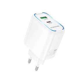 Мережевий зарядний пристрій BOROFONE BA89A Destello PD30W+QC3.0 charger (EU) White ly