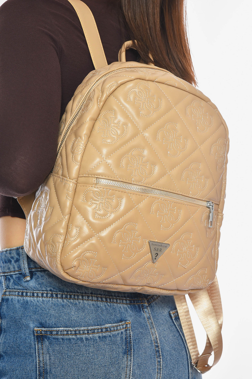 Рюкзак жіночий з екошкіри бежевого кольору 200540P, фото 1