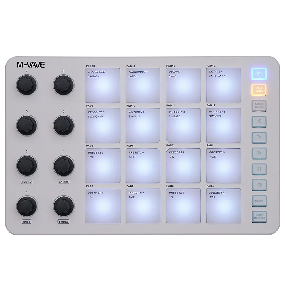 M-VAVE SMC-PAD midi контролер бездротовий — Білий