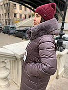 Пальто жіноче ¦довге SHIO S9600-64 світле з капюшоном, фото 3