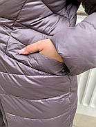 Пальто жіноче ¦довге SHIO S9600-64 світле з капюшоном, фото 5