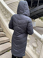 Пальто жіноче довге SHIO S9701-24 сіре з каптуром XXL, фото 2