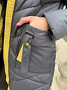 Пальто жіноче довге SHIO S9701-24 сіре з каптуром XXL, фото 4