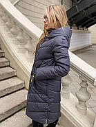 Пальто жіноче довге SHIO S9701-24 сіре з каптуром XXL, фото 5