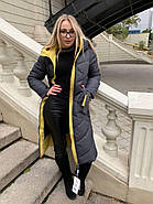 Пальто жіноче довге SHIO S9701-24 сіре з каптуром XXL, фото 6