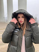 Жіночий пуховик Tongcoi 7710-490 короткий кольору хакі 46, фото 6