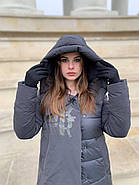 Пуховик жіночий Tongcoi 7105-711 сірий короткий, фото 3