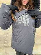 Пуховик жіночий Tongcoi 7105-711 сірий короткий, фото 4