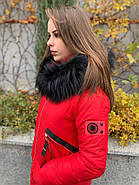 Пуховик жіночий пальто CHANEVIA 92016-79-red червоний з капюшоном, фото 7