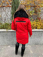 Пуховик жіночий пальто CHANEVIA 92016-79-red червоний з капюшоном, фото 8