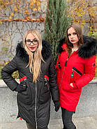 Пуховик жіночий пальто CHANEVIA 92016-79-red червоний з капюшоном, фото 9