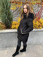 Чорний пуховик напівпальто CHANEVIA 92012-47-black з каптуром, фото 2