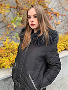 Чорний пуховик напівпальто CHANEVIA 92012-47-black з каптуром, фото 5