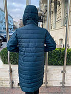 Пуховик-пальто жіночий Visdeer 801-25 зелений з капюшоном, фото 3