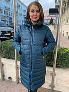 Пуховик-пальто жіночий Visdeer 801-25 зелений з капюшоном, фото 4