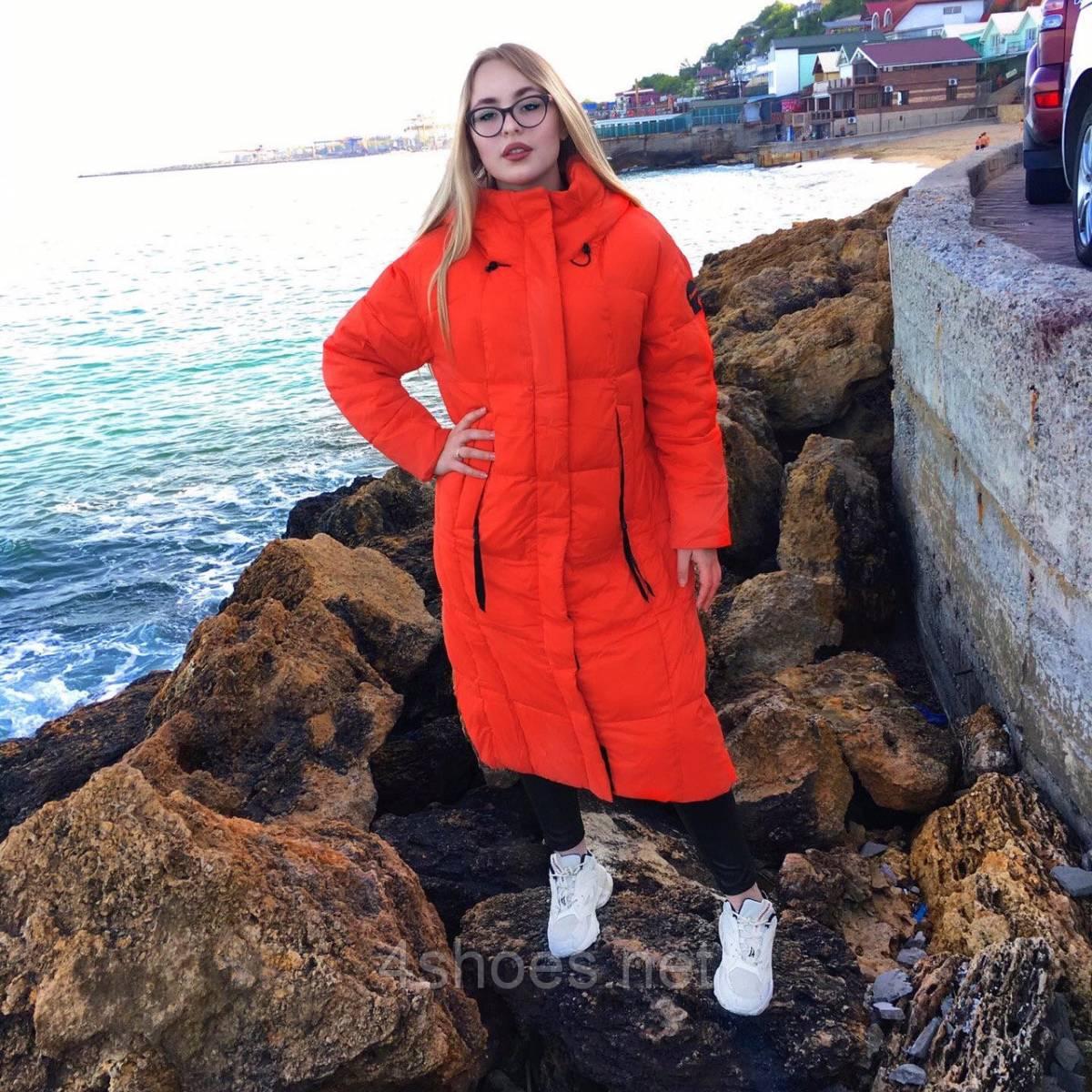 Пальто-пуховик жіночий TOWMY TM-AJ-3262-oranje з каптуром 2XL, фото 1