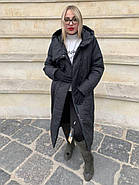 Пуховик ковдра жіноча Delfy 19-09-D1 чорна з капюшоном, фото 2