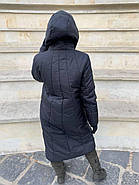 Пуховик ковдра жіноча Delfy 19-09-D1 чорна з капюшоном, фото 3