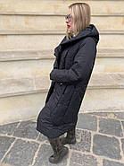 Пуховик ковдра жіноча Delfy 19-09-D1 чорна з капюшоном, фото 4