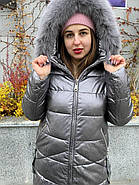 Пуховик напівпальто жіноче AnaVista 10-1-5 капюшон з натуральним хутром 48, фото 3