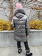 Пуховик напівпальто жіноче AnaVista 10-1-5 капюшон з натуральним хутром 48, фото 4