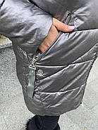 Пуховик напівпальто жіноче AnaVista 10-1-5 капюшон з натуральним хутром 48, фото 6