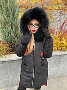 Жіночий пуховик напівпальто CHANEVIA 92016-01 з хутряним з каптуром S, фото 2