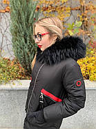 Жіночий пуховик напівпальто CHANEVIA 92016-01 з хутряним з каптуром S, фото 4