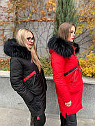 Жіночий пуховик напівпальто CHANEVIA 92016-01 з хутряним з каптуром S, фото 6