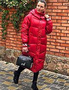 Пуховик жіночий пальто TARUN Y020-931-DHB004 червоне з капюшоном, фото 2