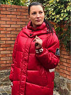 Пуховик жіночий пальто TARUN Y020-931-DHB004 червоне з капюшоном, фото 3