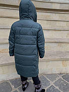 Пуховик жіночий пальто Hailuozi 663-С7 зелений з капюшоном, фото 3