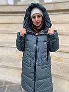 Пуховик жіночий пальто Hailuozi 663-С7 зелений з капюшоном, фото 5