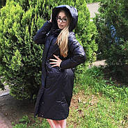 Пуховик жіночий пальто TARUN Y020-860-black чорне з капюшоном, фото 2