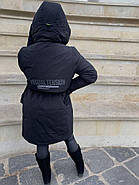 Жіночий пуховик напівпальто Tongcoi 7178-701 чорний з з каптуром 48, фото 4