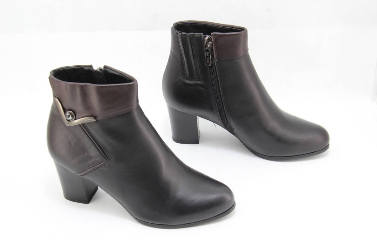 Ботильони жіночі Battine B458 шкіряні на середньому каблуці 37, фото 1