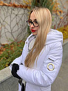 Пуховик пальто жіночий DOSUESPIRIT 1818 біле з каптуром 42, фото 3