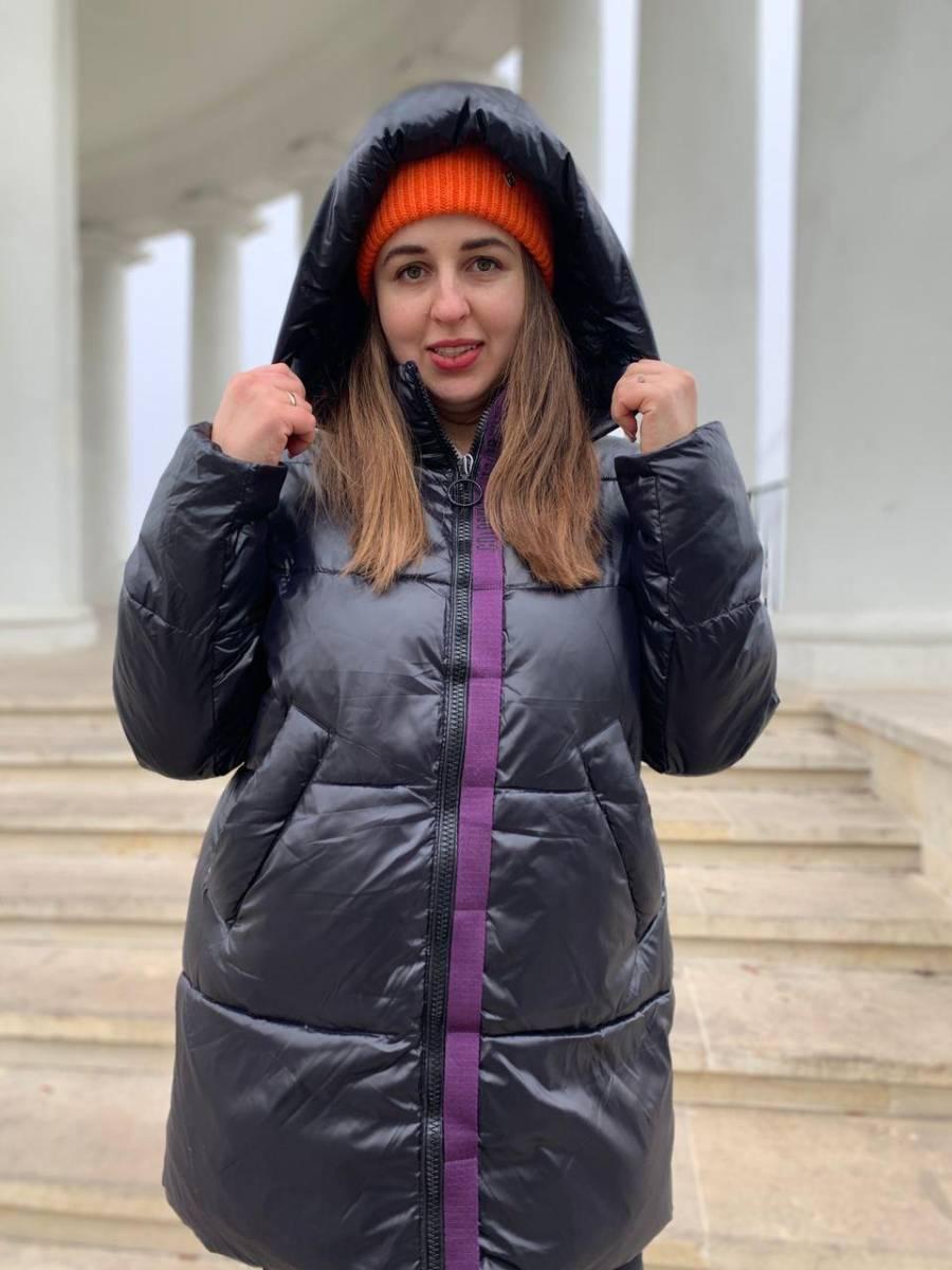 Жіночий пуховик напівпальто TOWMY TM-AJ-3268 чорне з каптуром Xl, фото 1