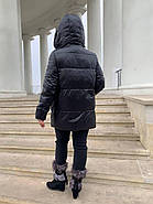 Жіночий пуховик напівпальто TOWMY TM-AJ-3268 чорне з каптуром Xl, фото 4