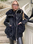 Зимова куртка пуховик ZLLY 20436-01 натуральне хутро каракуль, фото 3