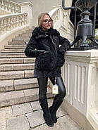 Зимова куртка пуховик ZLLY 20436-01 натуральне хутро каракуль, фото 6