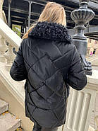 Зимова куртка пуховик ZLLY 20436-01 натуральне хутро каракуль, фото 7